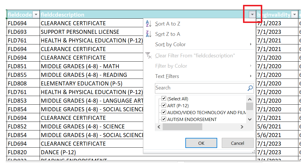 Formatting Table and Sorting - Step 3